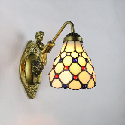 Tiffany Conical Stained Glass 1-Light Wall Sconce Lamp
