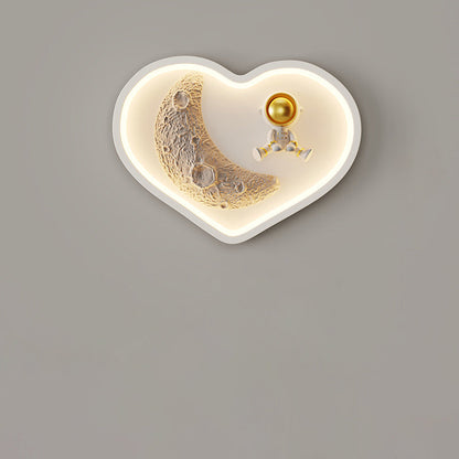 Flower-Shaped Resin Moon Astronaut LED Wall Sconce Lamp