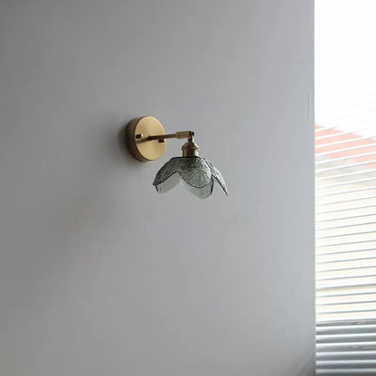 Scandinavian Copper Glass Flower 1-Light Wall Sconce Lamp