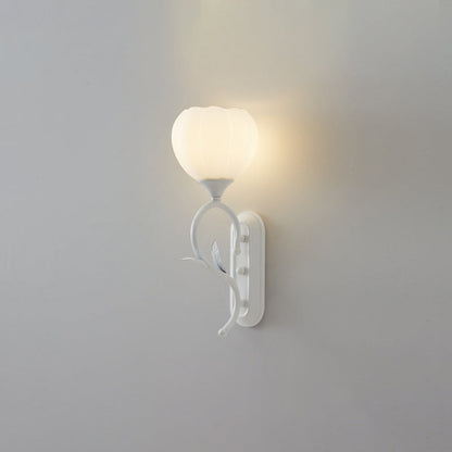 Cream Flower Iron Glass 1/2 Light Wall Sconce Lamp