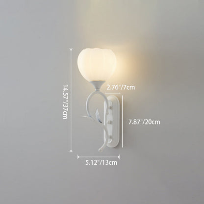Cream Flower Iron Glass 1/2 Light Wall Sconce Lamp
