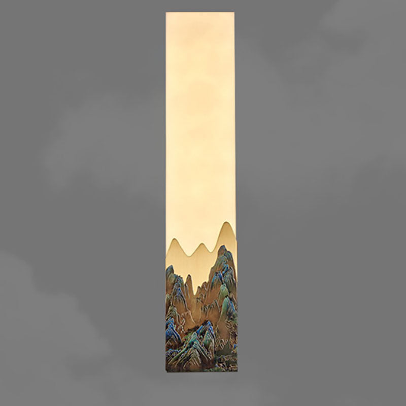 Chinese Marble All-Copper Rectangular LED Wall Sconce Lamp