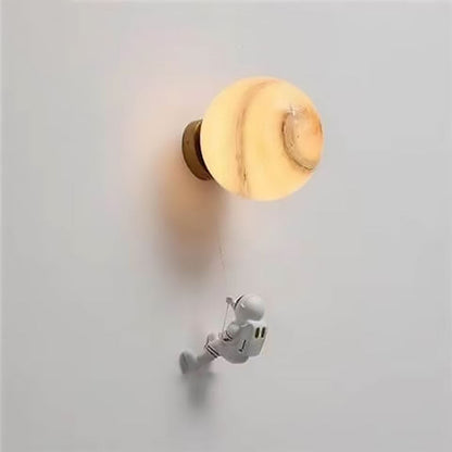 3D Moon Shade Resin Astronaut 1-Light Wall Sconce Lamp