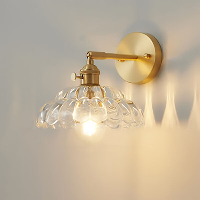 French Glass Flower Shape 1-Light Wall Sconce Lamp