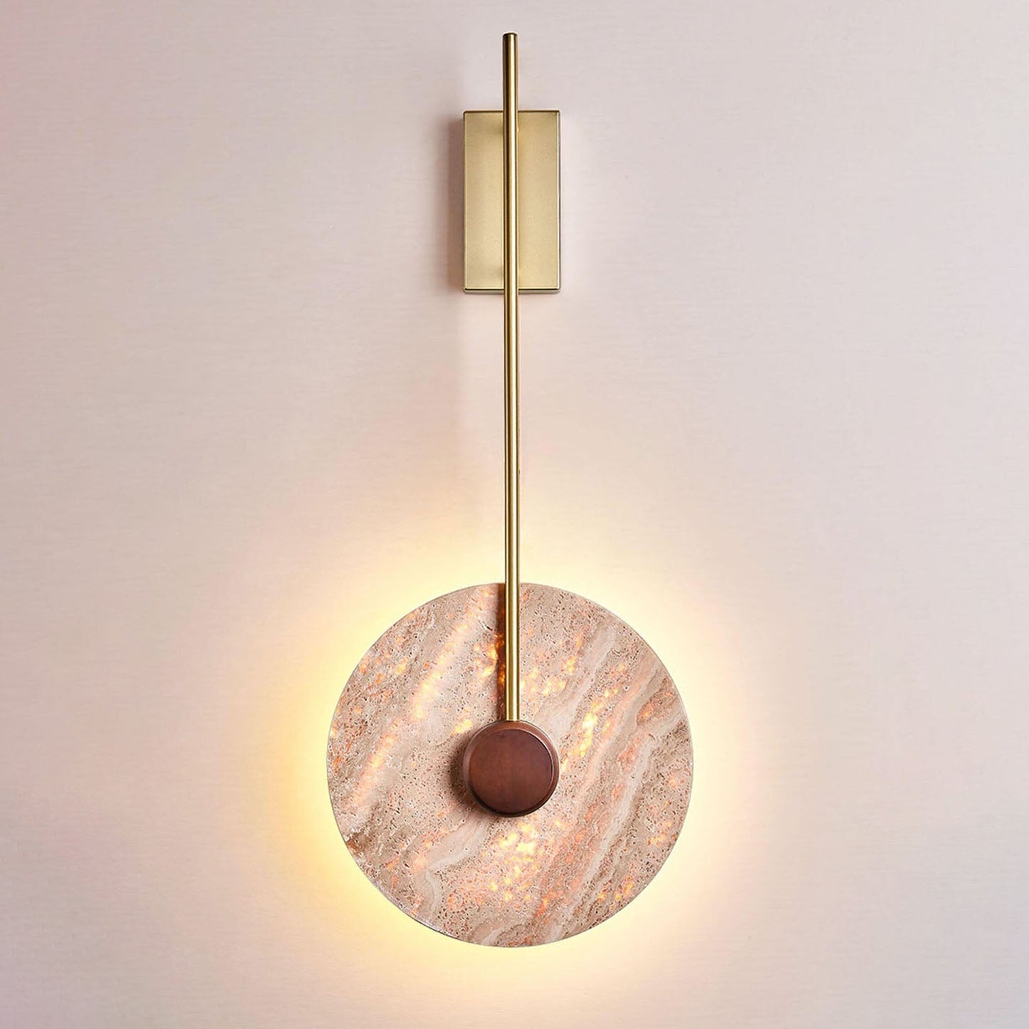 Scandinavian Iron Yellow Travertine LED Wall Sconce Lamp