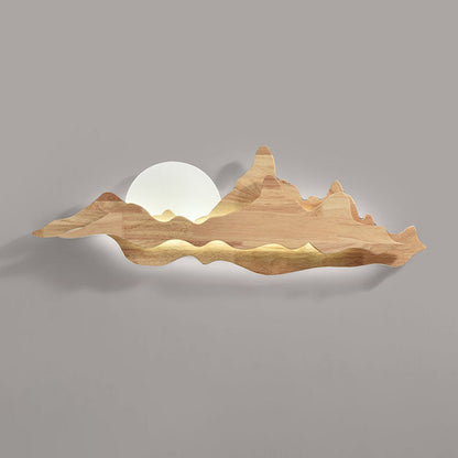 Traditional Chinese Wood Landscape LED Wall Sconce Lamp