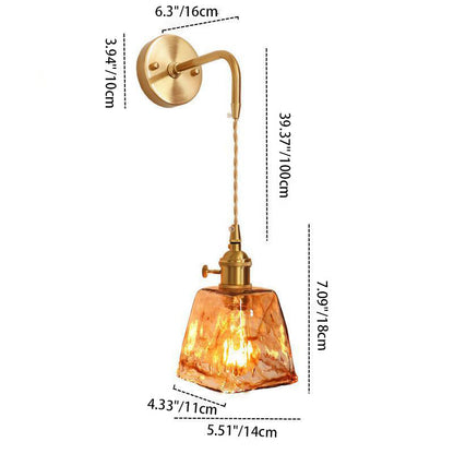 Eclectic Brass Iron Geometric 1-Light Wall Sconce Lamp