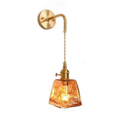 Eclectic Brass Iron Geometric 1-Light Wall Sconce Lamp