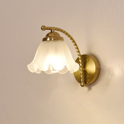 French Floral Hardware Glass 1-Light Wall Sconce Lamp