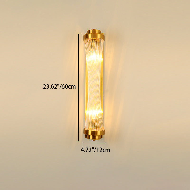 Metal Steel Crystal Column Tower 2-Light Wall Sconce Lamp