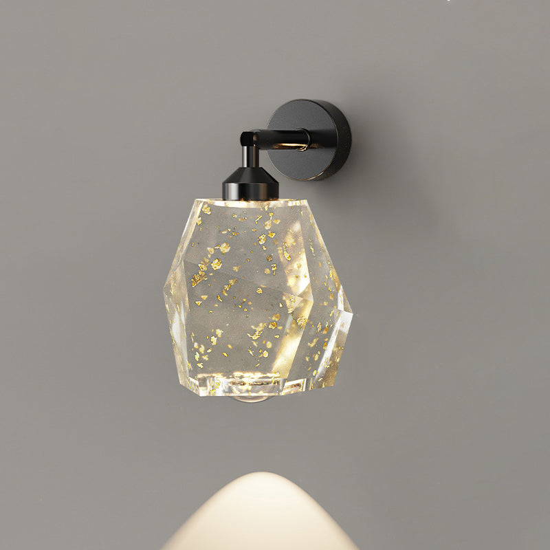Full Gold Leaf Ink Painting Shade LED Wall Sconce Lamp