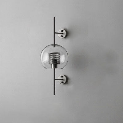 Iron Frame Spherical Glass Shade 1-Light Wall Sconce Lamp