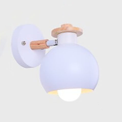 Dome Iron Solid Wood Macaroon 1-Light Wall Sconce Lamp