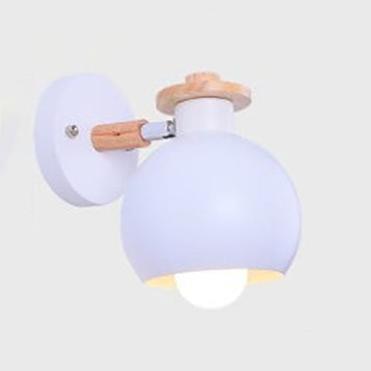 Dome Iron Solid Wood Macaroon 1-Light Wall Sconce Lamp