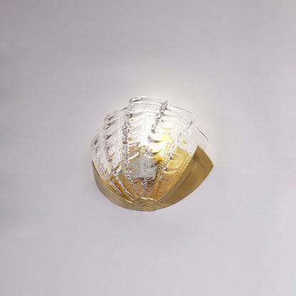Modern Art Deco Shell Brass Glass 1-Light Wall Sconce Lamp