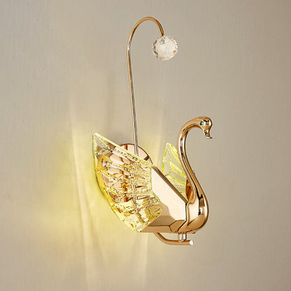 Luxury Crystal Aluminum Acrylic Swan LED Wall Sconce Lamp