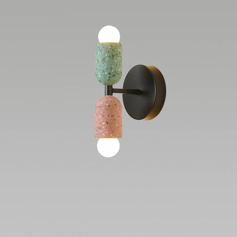 Japanese Stone Shaped Iron Cement 2-Light Wall Sconce Lamp
