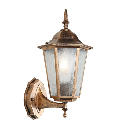 Hexagonal Frosted Glass 1-Light Outdoor Wall Sconce Lamp