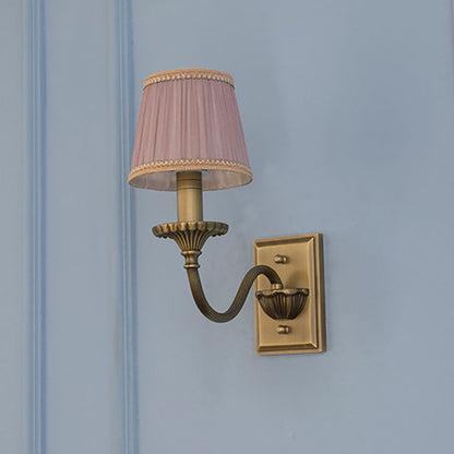 Cylinder Rod Fabric Copper 1/2 Light Wall Sconce Lamp