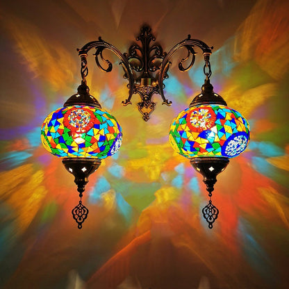 Tiffany Hardware Stained Glass 2-Light Wall Sconce Lamp