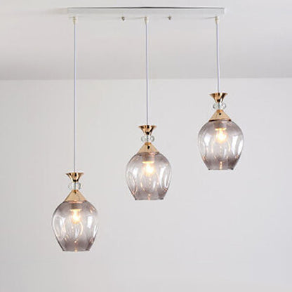 Contemporary Nordic Gradient Glass Hardware Orb 1/3 Light Island Light Chandelier for Living Room
