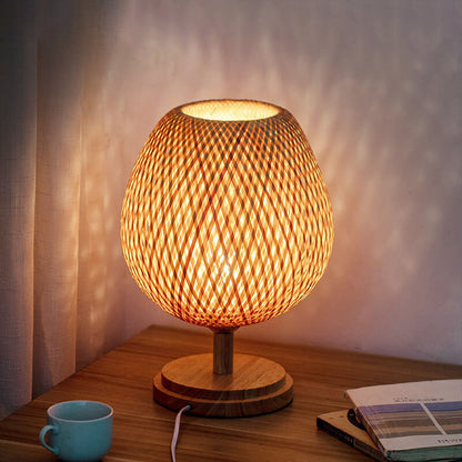Traditional Wood Bamboo Table Lamp