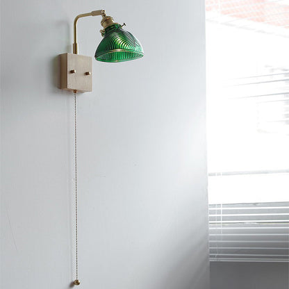 Japanese Hemispheric Pull Cord 1-Light Wall Sconce Lamp