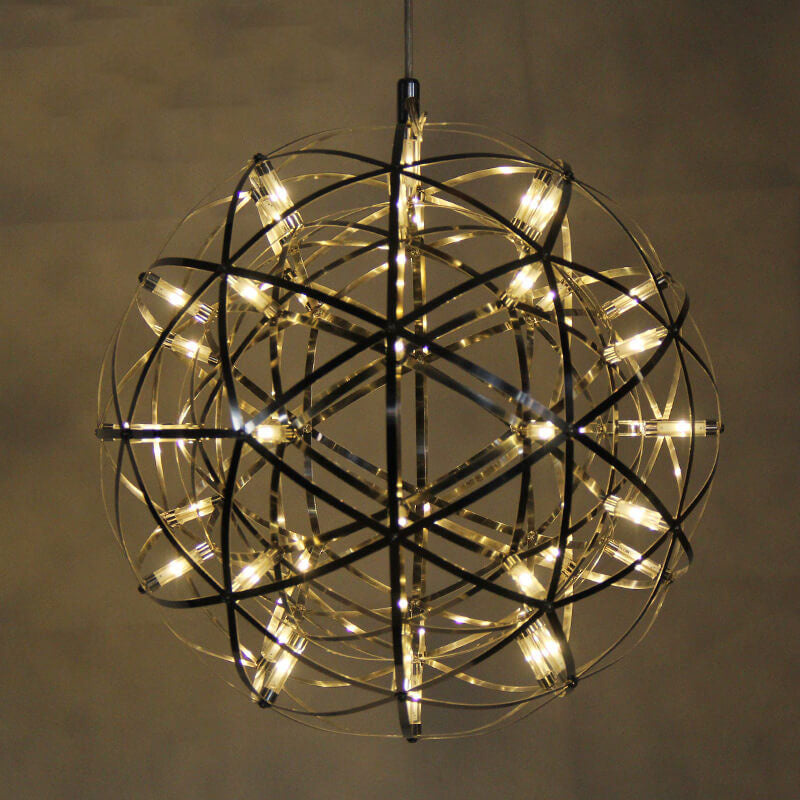 Contemporary Creative Globe Iron 12 Light LED Firework Pendant Light For Living Room