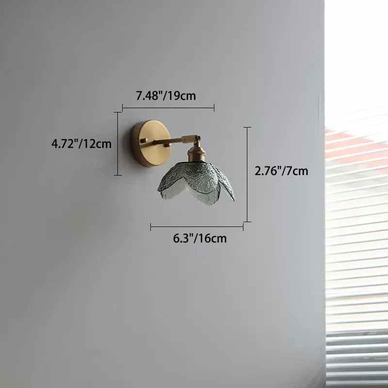 Scandinavian Copper Glass Flower 1-Light Wall Sconce Lamp