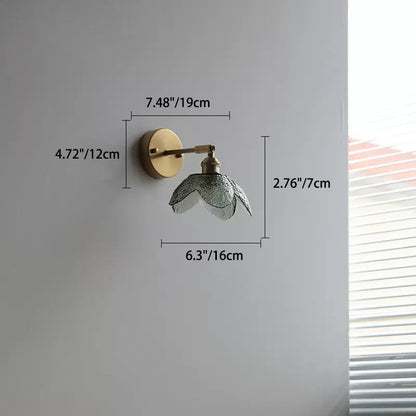 Scandinavian Copper Glass Flower 1-Light Wall Sconce Lamp