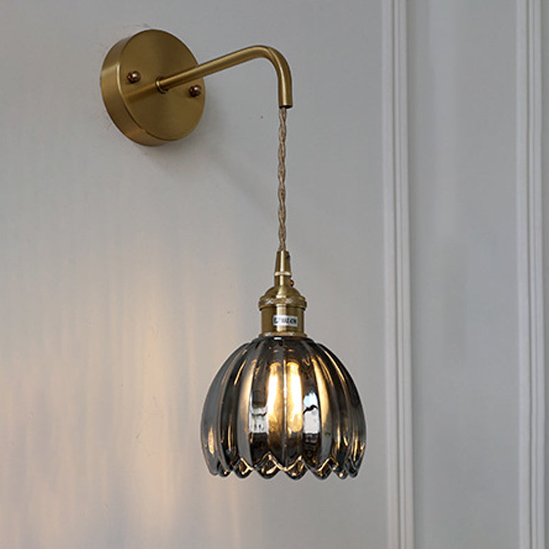 Art Deco Flower Bud Glass Shade 1-Light Wall Sconce Lamp