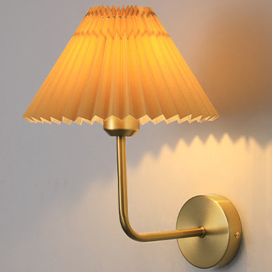 Simplicity Cone Iron Fabric 1-Light Wall Sconce Lamp