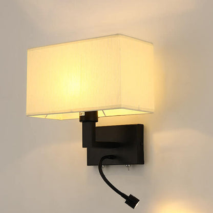 Solid Rectangular Iron Fabric 2-Light Wall Sconce Lamp