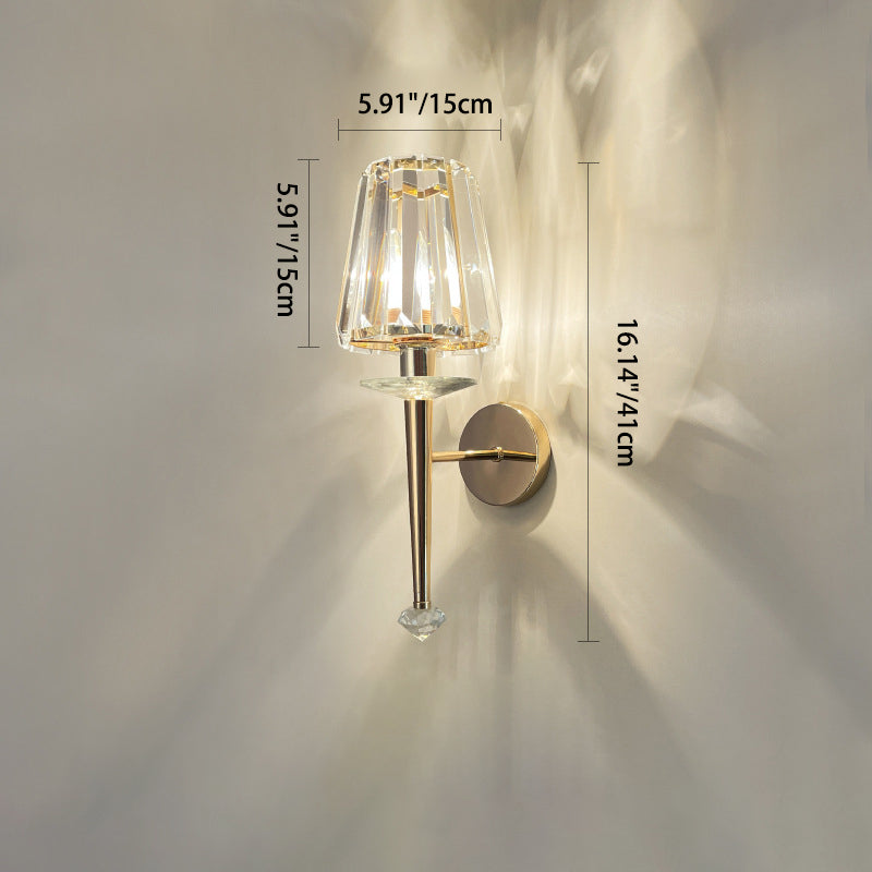 Metal Steel Crystal Ball Cylinder 1-Light Wall Sconce Lamp