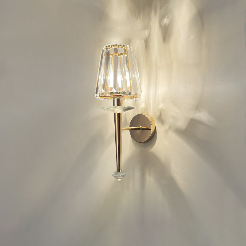 Metal Steel Crystal Ball Cylinder 1-Light Wall Sconce Lamp