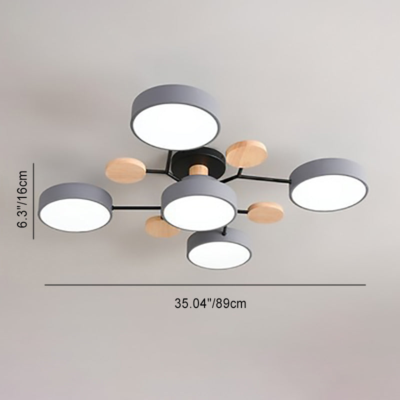 Scandinavian Round Molecule Branch Semi-Flush Light