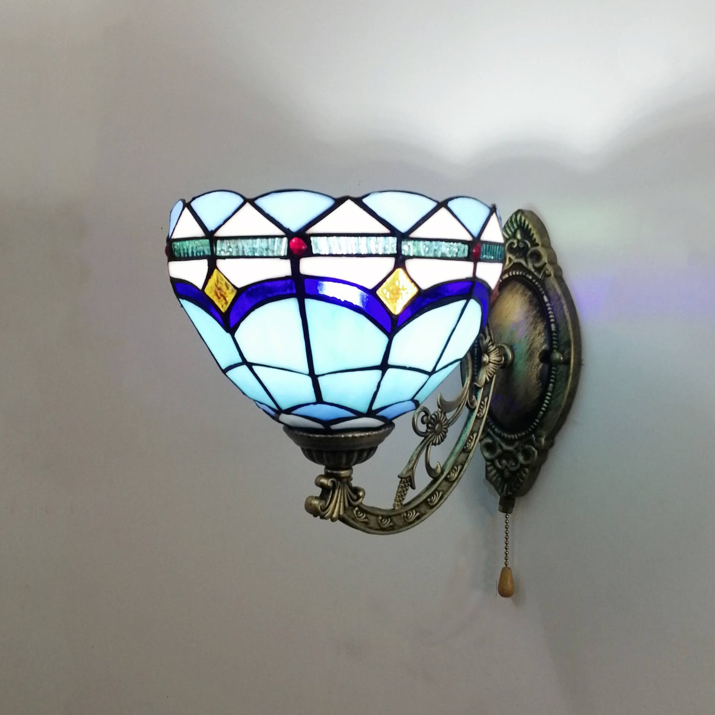 Tiffany Resin Glass Flower Shape 1-Light Wall Sconce Lamp