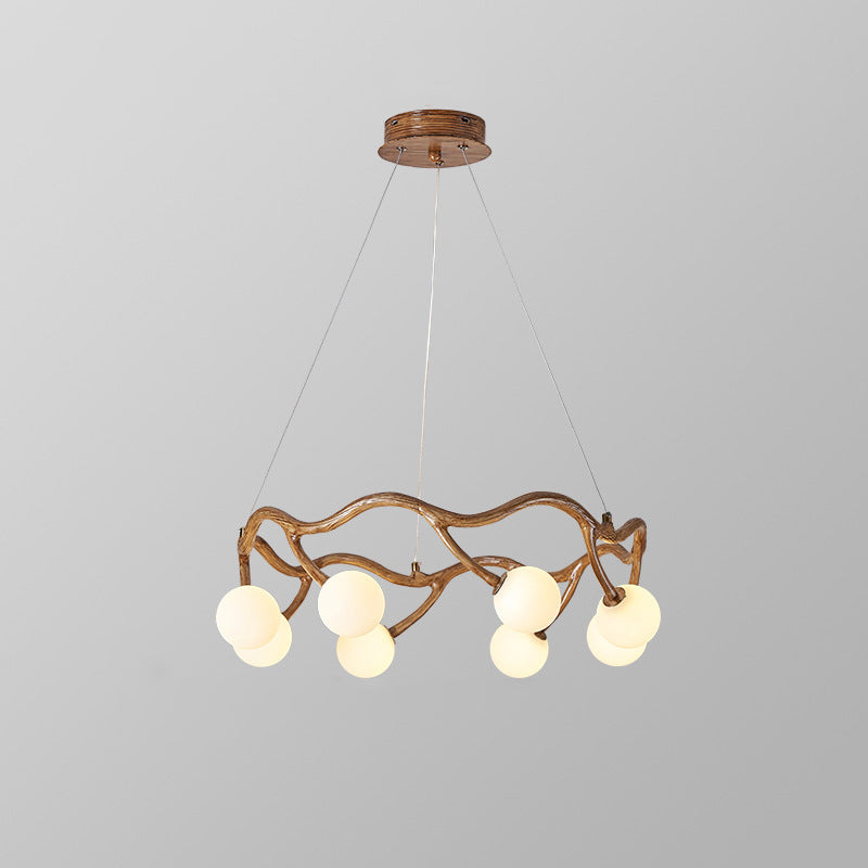 Round Tree Branch Hardware Glass 6/8/10/12 Light Chandelier