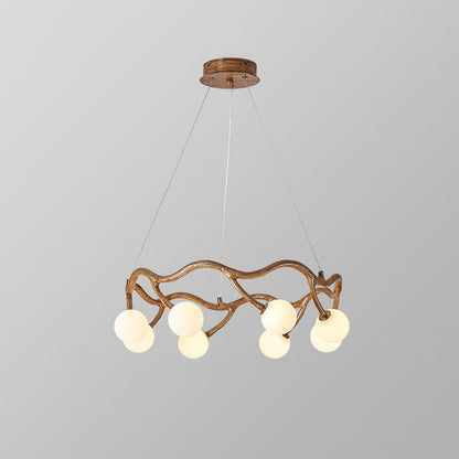 Round Tree Branch Hardware Glass 6/8/10/12 Light Chandelier