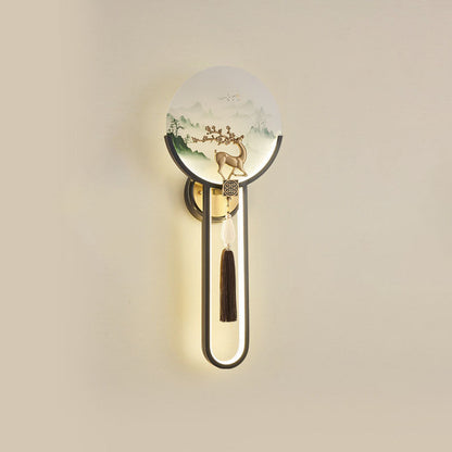 Traditional Chinese All-Copper Glass LED Wall Sconce Lamp