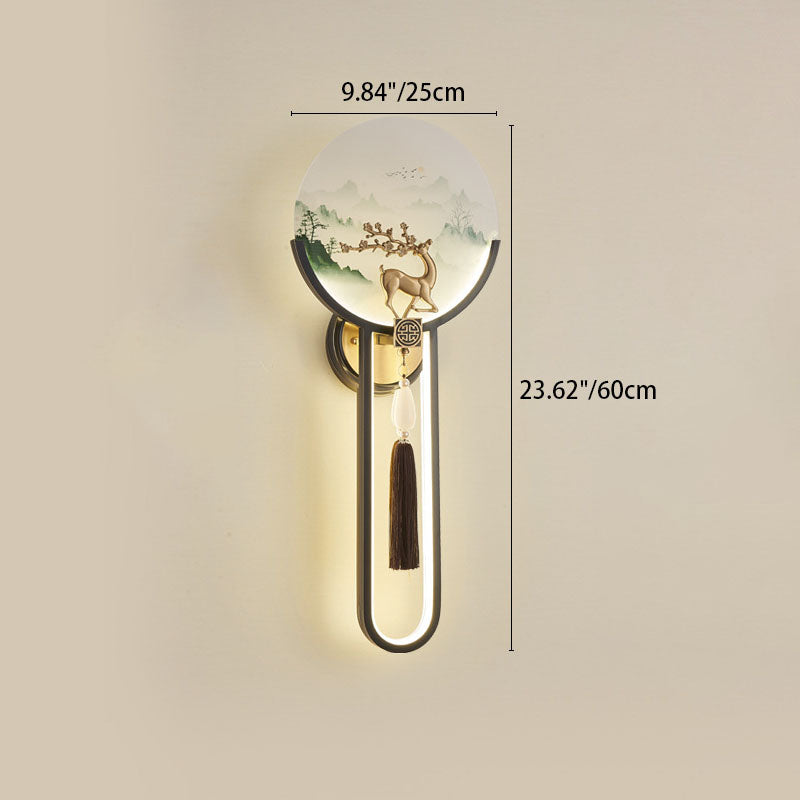 Traditional Chinese All-Copper Glass LED Wall Sconce Lamp