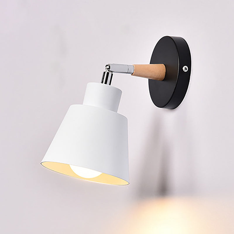 Cylindrical Aluminum Wood 1-Light Wall Sconce Lamp
