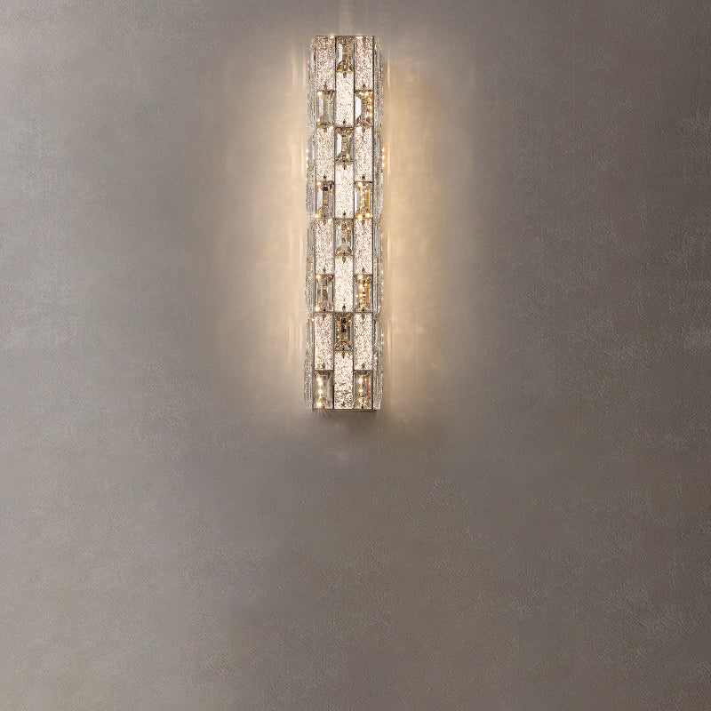 Rectangle Stainless Steel Crystal LED Wall Sconce Lamp