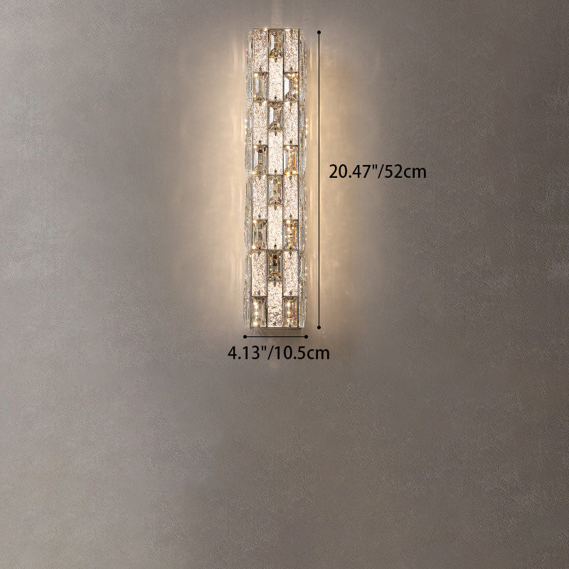 Rectangle Stainless Steel Crystal LED Wall Sconce Lamp