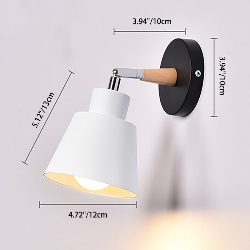 Cylindrical Aluminum Wood 1-Light Wall Sconce Lamp