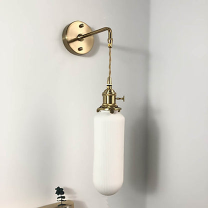 Japanese Oval Brass Lucite 1-Light Wall Sconce Lamp