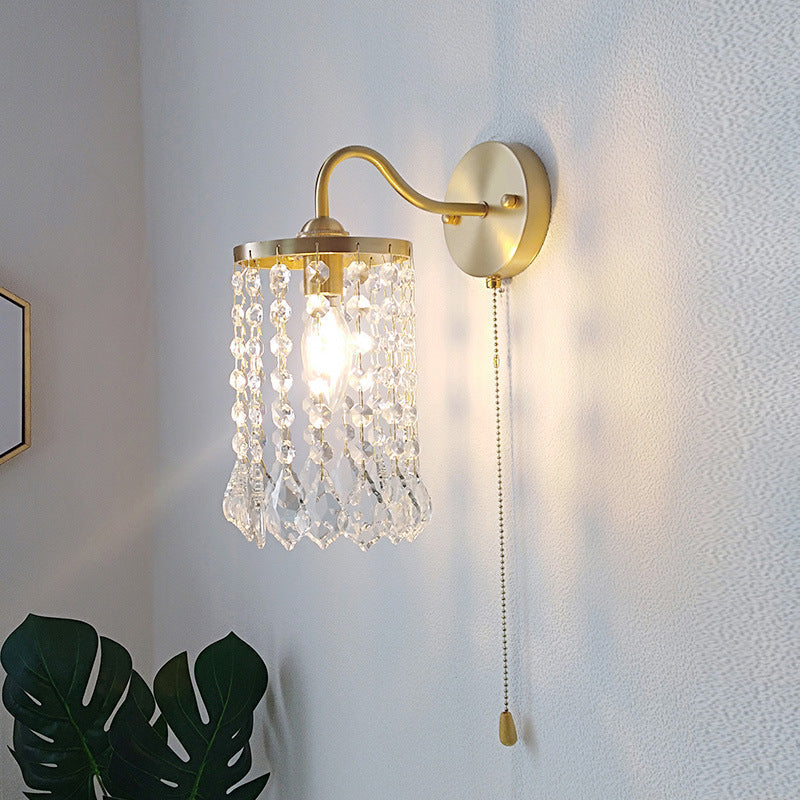 Round Shell Crystal Iron Frame 1-Light Wall Sconce Lamp
