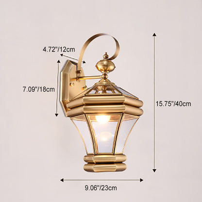 Hexagonal Glass Waterproof 1-Light Outdoor Wall Sconce Lamp