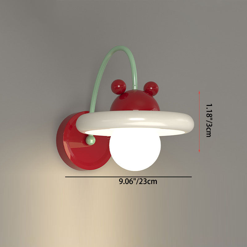Disc Spherical Iron Glass 1-Light Wall Sconce Lamp