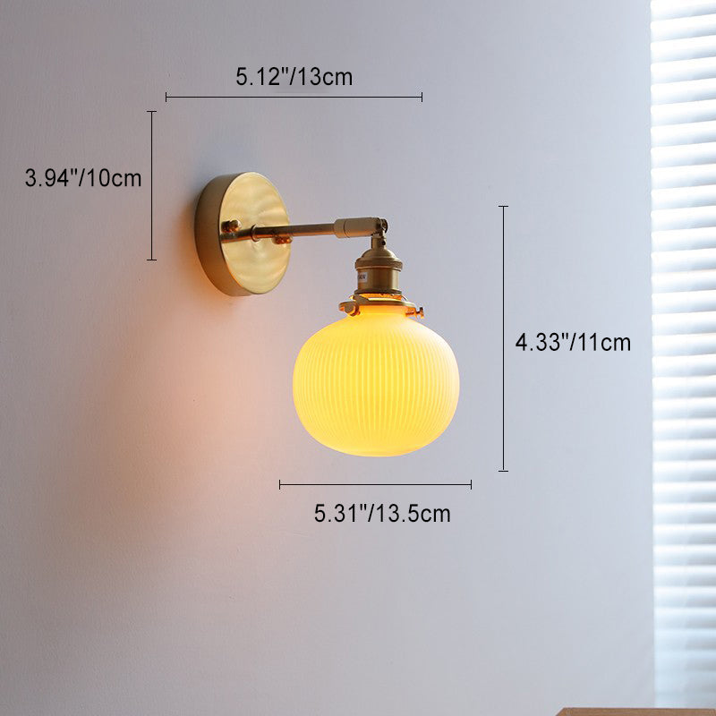Japanese Semicircular Strip Ball 1-Light Wall Sconce Lamp